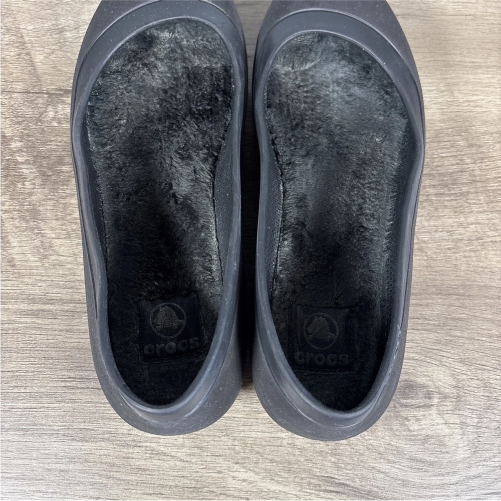 Crocs Mammoth Women’s Size 9 Shoes Black Fur Lined Comfort Flats - Picture 7 of 11